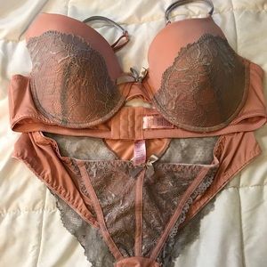 Mauve and Grey Lingerie Set